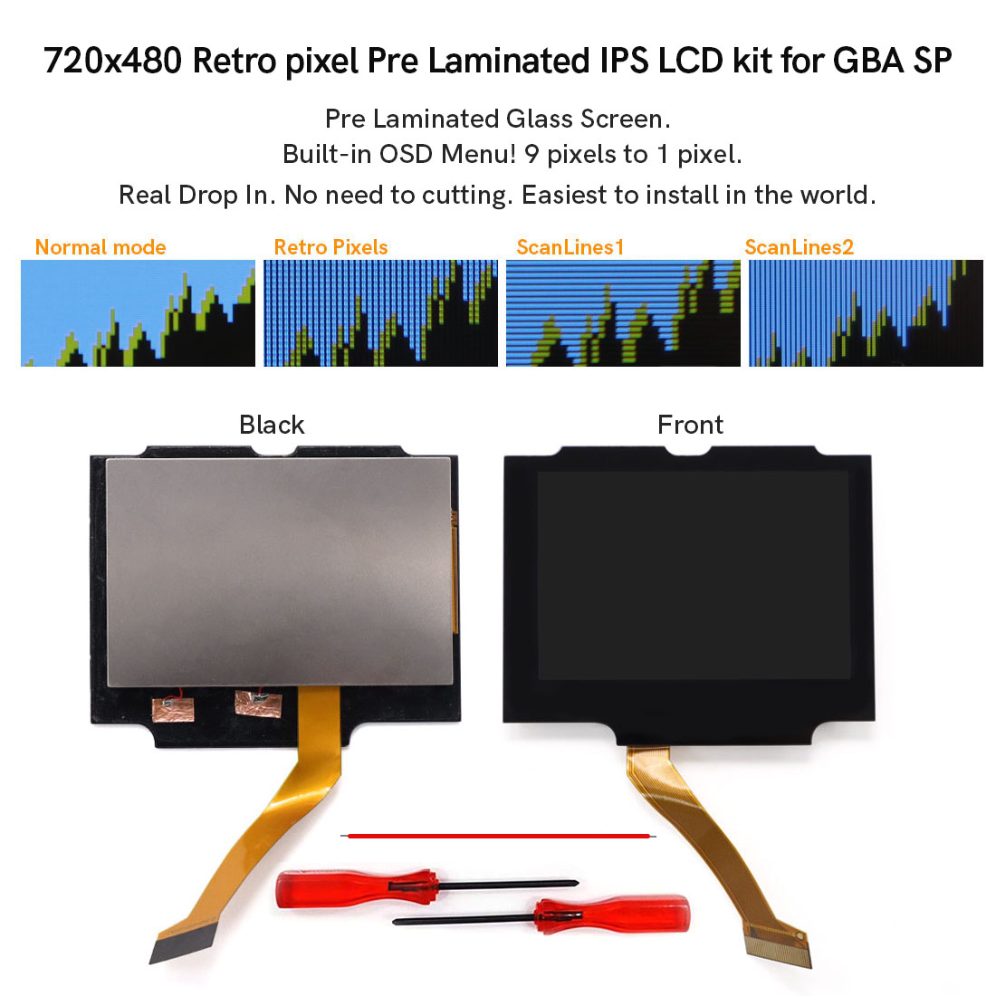 For  GBA SP V5  720x480 Retro  - Lcd Screen Arcade ulasan dan harga